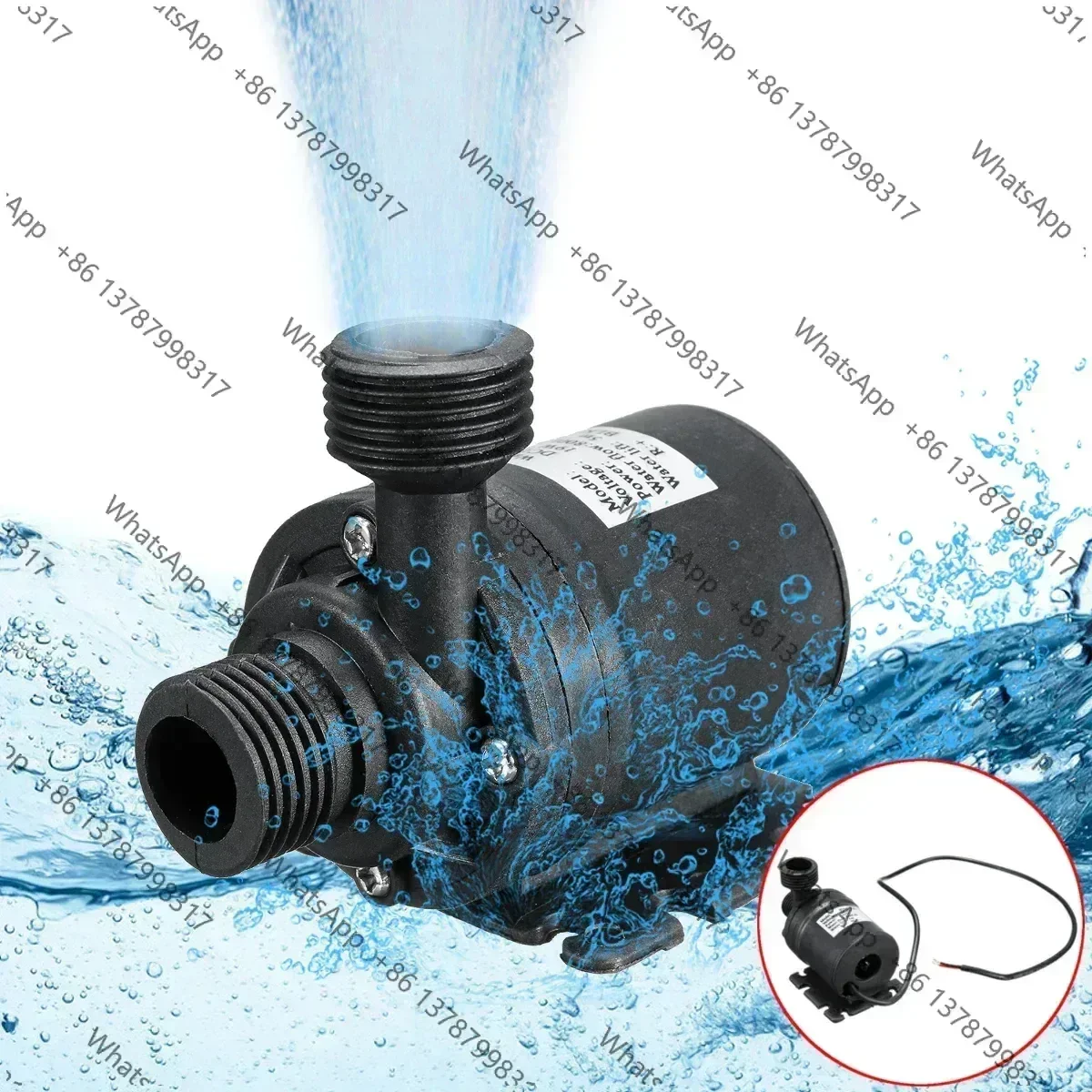 DC 12V/24V 5M 800L/H Portable Mini Brushless Motor Ultra-Quiet Submersible Water Pump for Cooling System Fountains Heater