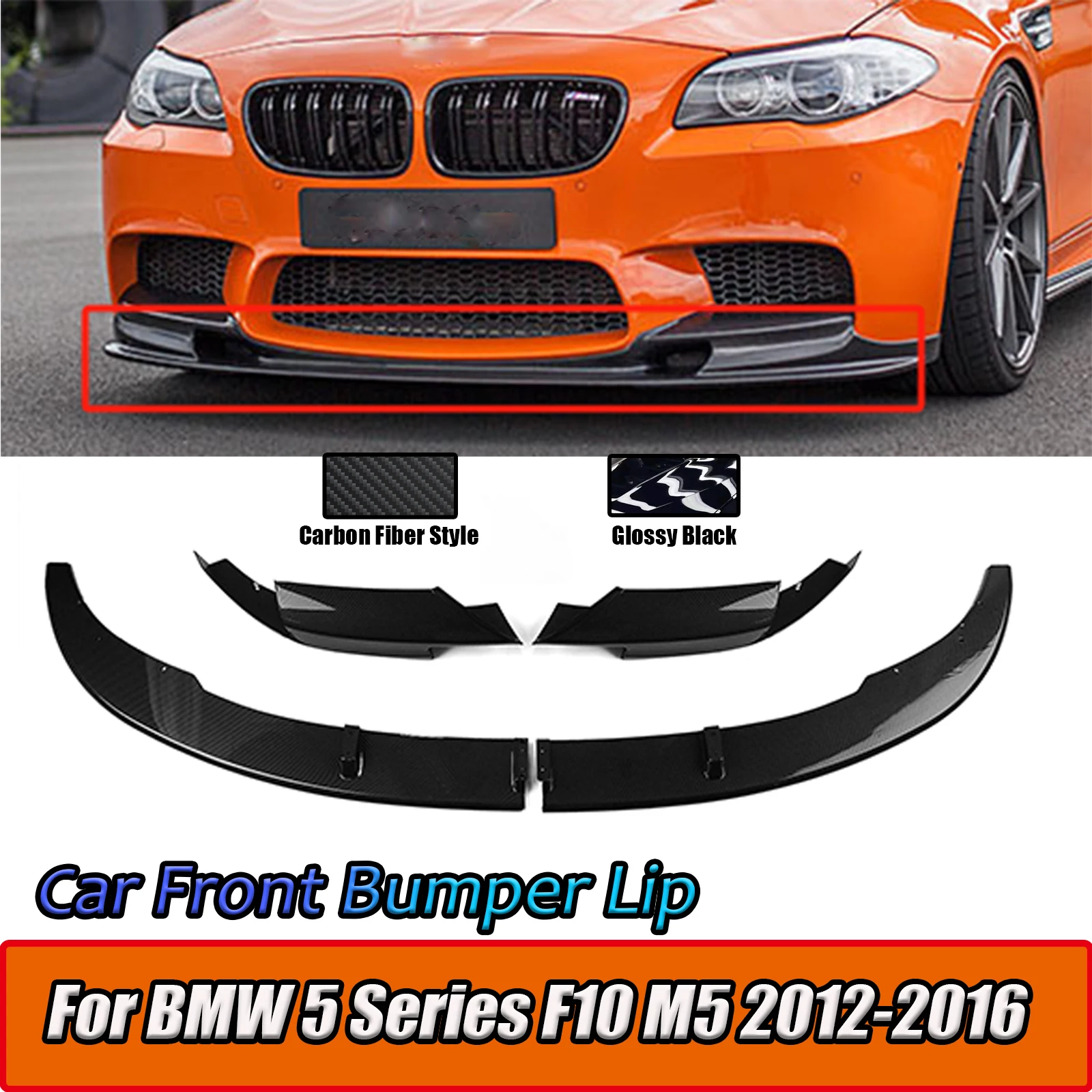 

For BMW F10 M5 2012-2016 front bumper lip Spoiler Lower Air Vent Corner Side Splitter Cover Guard Body Kit Carbon Fiber Style