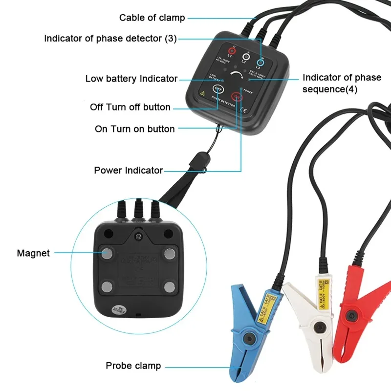 Meter AC 70-1000V ETCR1000C Non Contact Detector Magnetic Base Phase Rotation Monitor
