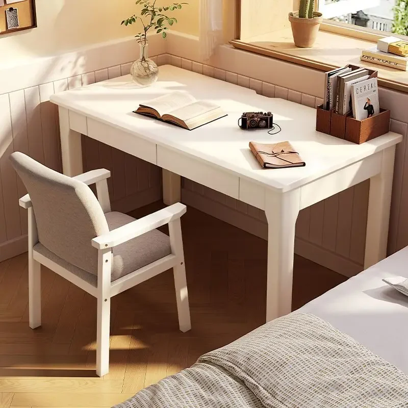 Solid Wood Desk Computer  Small Apartment Room Living Room with Drawers Home Bedroom Student Writing Children's Study Table