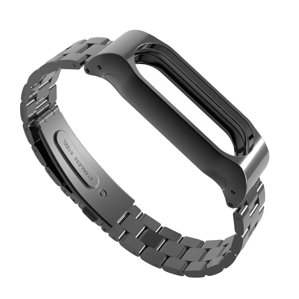 

Protective Shell Cool Metal Replacement Strap Wristbands Stainless Steel Smart Bracelet Accessories for 2 (Black))