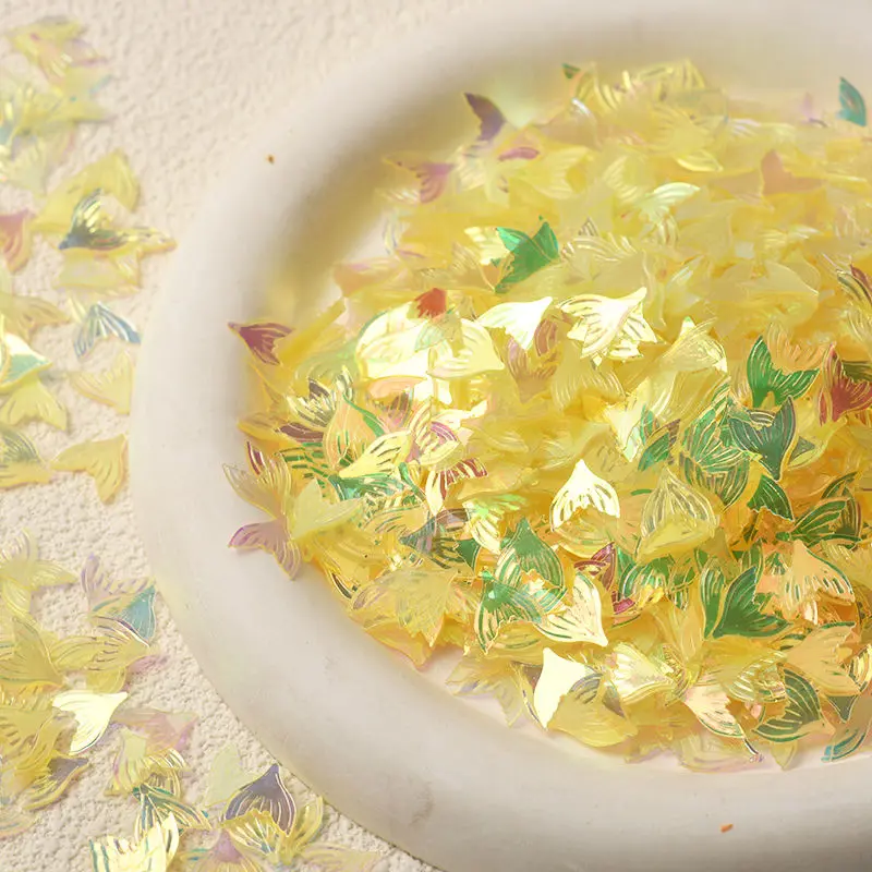10g Nail Art Flake Fish Glitter Sequin Polymer Clay Gold Translucent Fishtail Sequins For Nail Charms Makeup Filling Decoration
