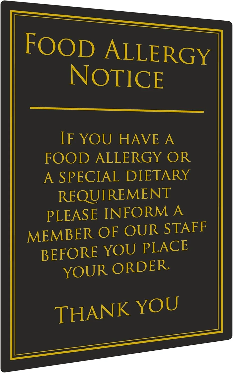 Food Allergy Notice Board Aluminum Composite Panel for Pubs or Restaurants Wall Sign  Warning Sign