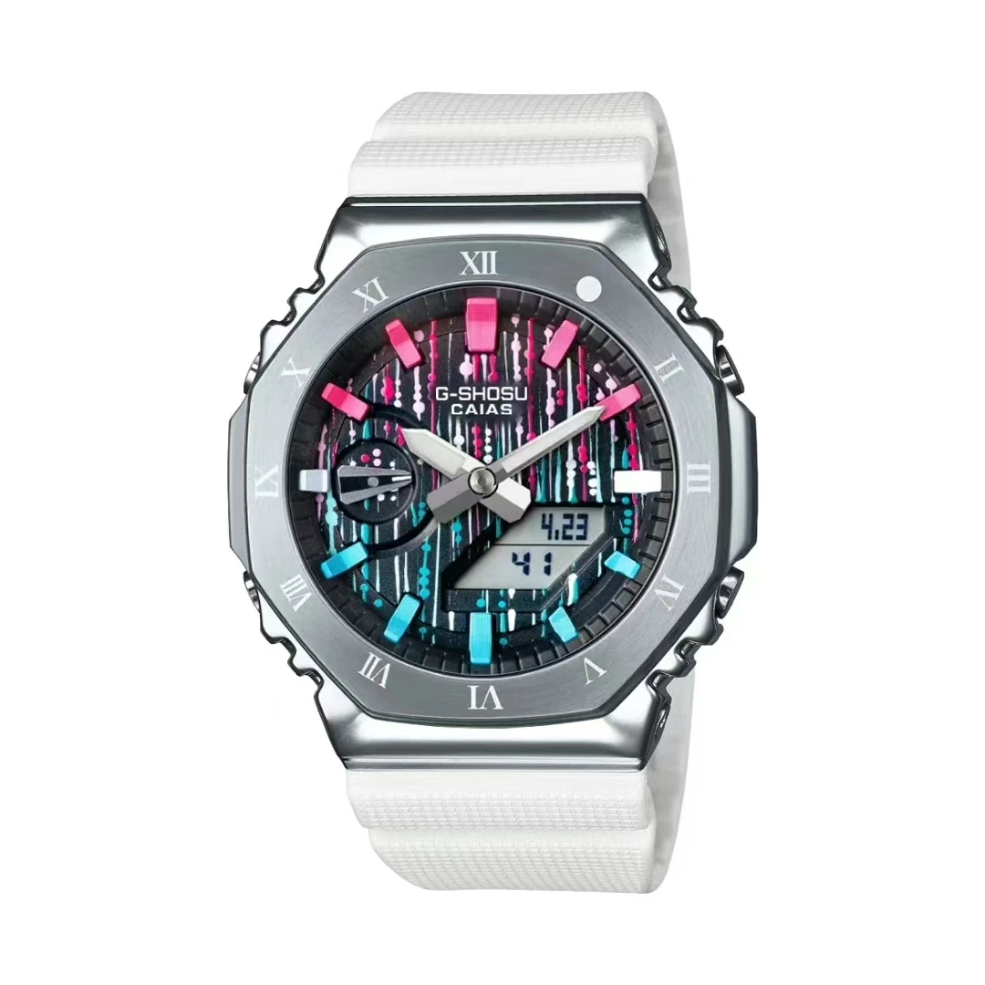 G-SHOSU Unisex Sports Digital Watch – World Time, Alloy, LED, Dual Display, World Time, Oak Series