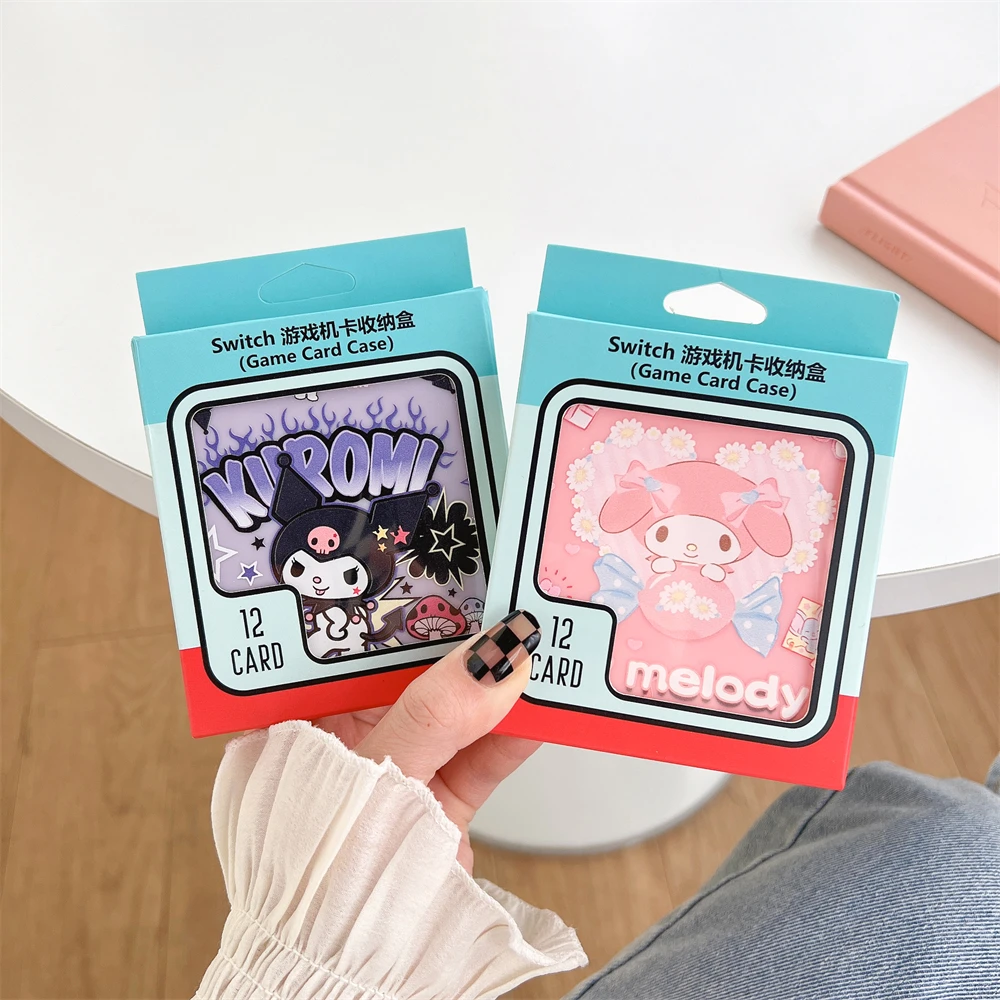 Game Card Case Holder Storage Box For Nintendo Switch/Lite/Oled 12 Game Slots for SD TF Cards Kuromi Melody Cinnamoroll Kitty