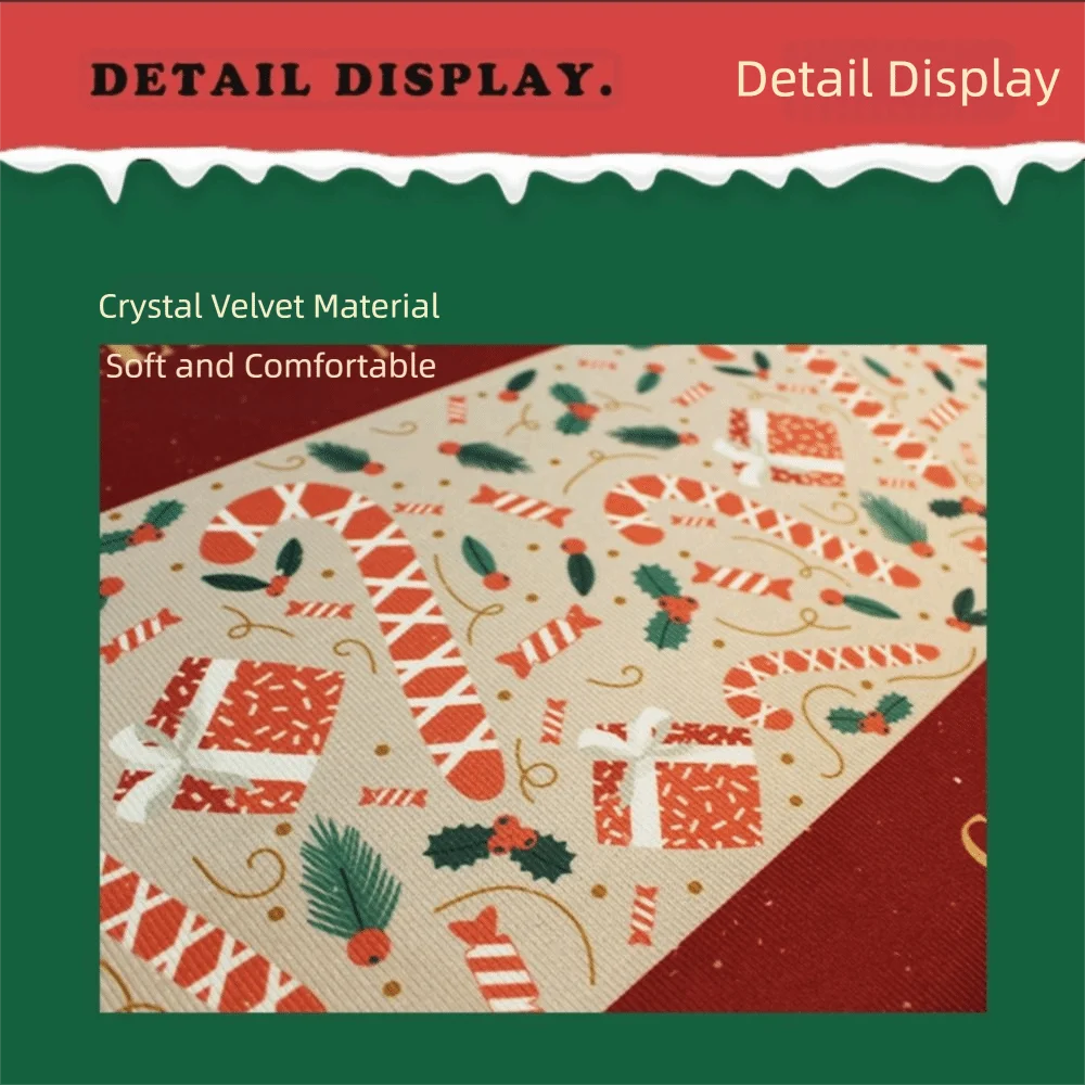 Water-absorbing Christmas Door Mat Gingerbread Man Pattern Santa Claus Design Anti-slip Pad Christmas Decor Door Carpet