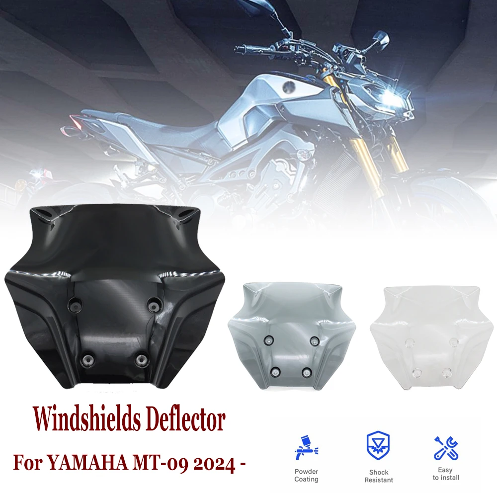 MT-09 NEW Motorcycle Accessories SMOKED BLACK Transparent windscreen For YAMAHA MT09 2024+ Motorcycle Windshield Air Deflector