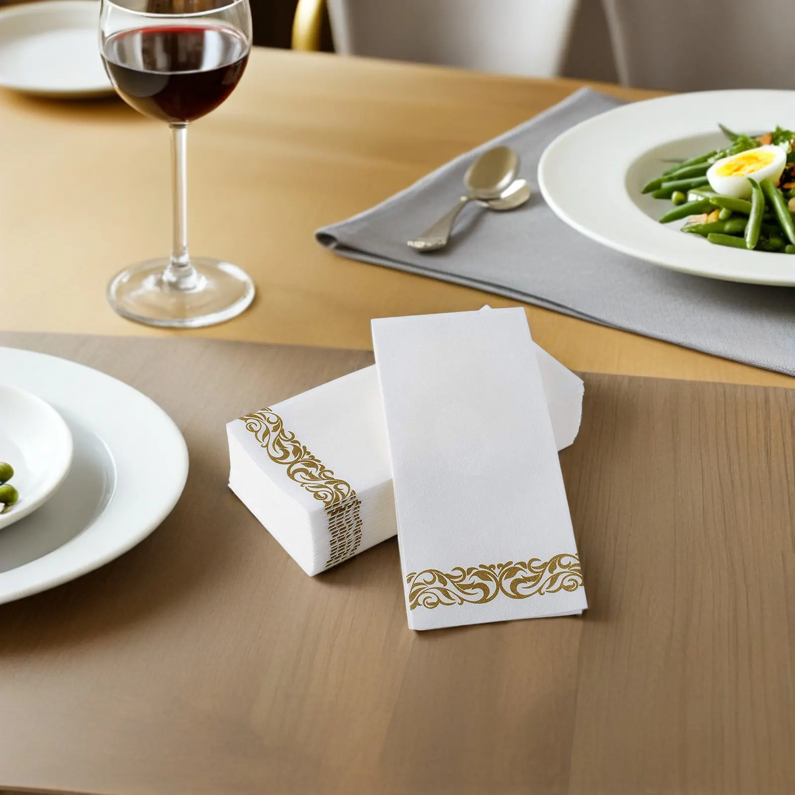 

Elegant European Style Printed Paper Napkins Disposable Decorative Table Napkins for Wedding Formal Dinner Party Tea