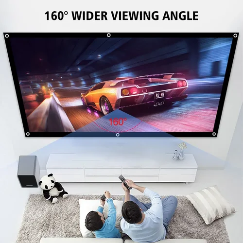 Imagen 2 del producto 72 84 100 120 150 pulgadas Pantalla de proyector 16:9 Plegable Portátil 4K Película Cine en casa Pantalla de proyección lavable para interiores y exteriores