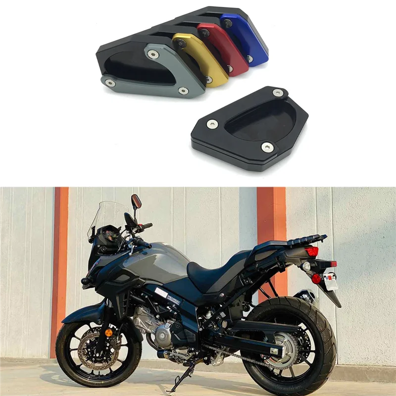 Motocicleta Kickstand Pé Side Stand, Extensão Pad, Placa de Suporte para Suzuki V-Strom 650, DL650, 2004-2020