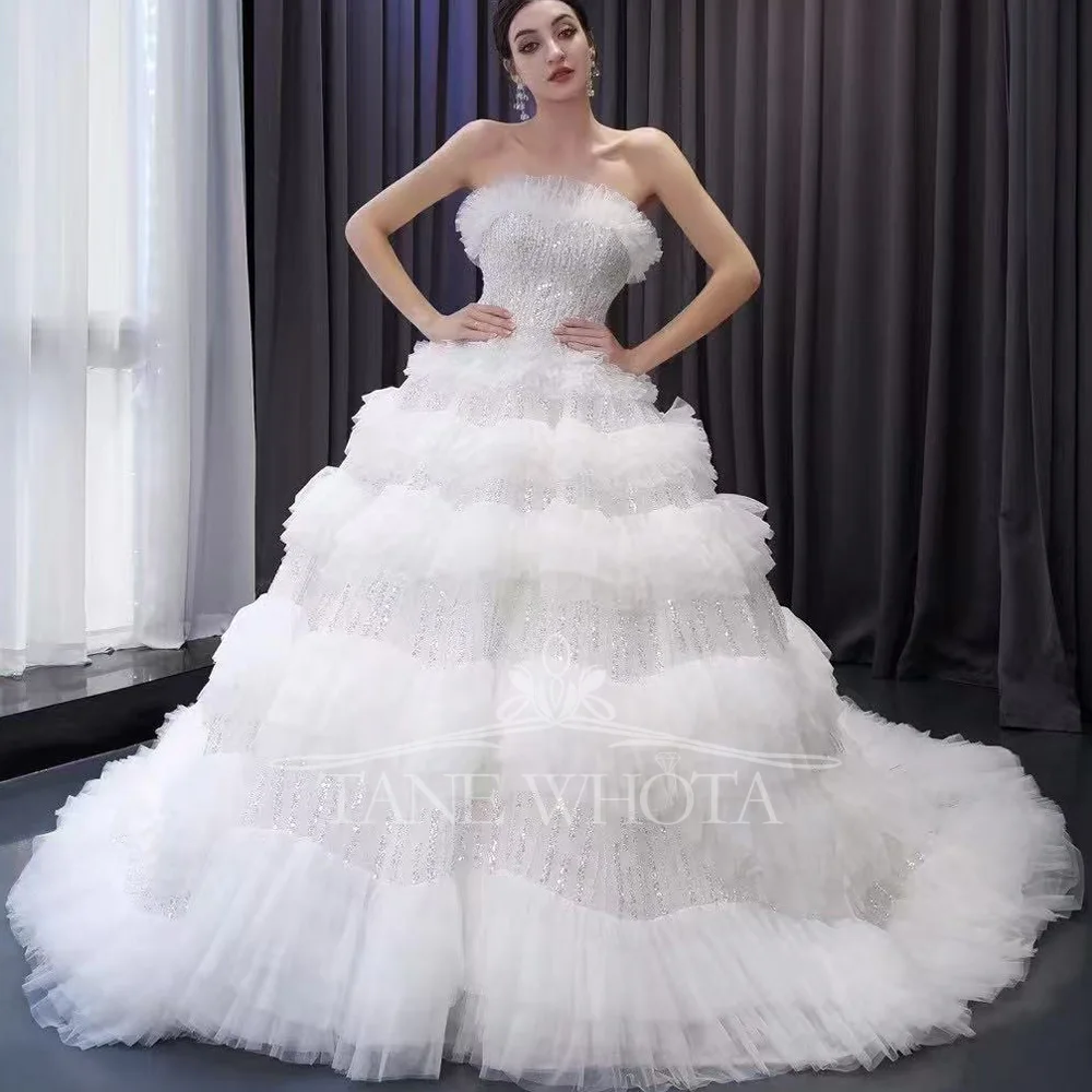 

Customizable Sweetheart Sleeveless Robe De Mariée 2025 Lace-Up Back Sequined Wedding Dress