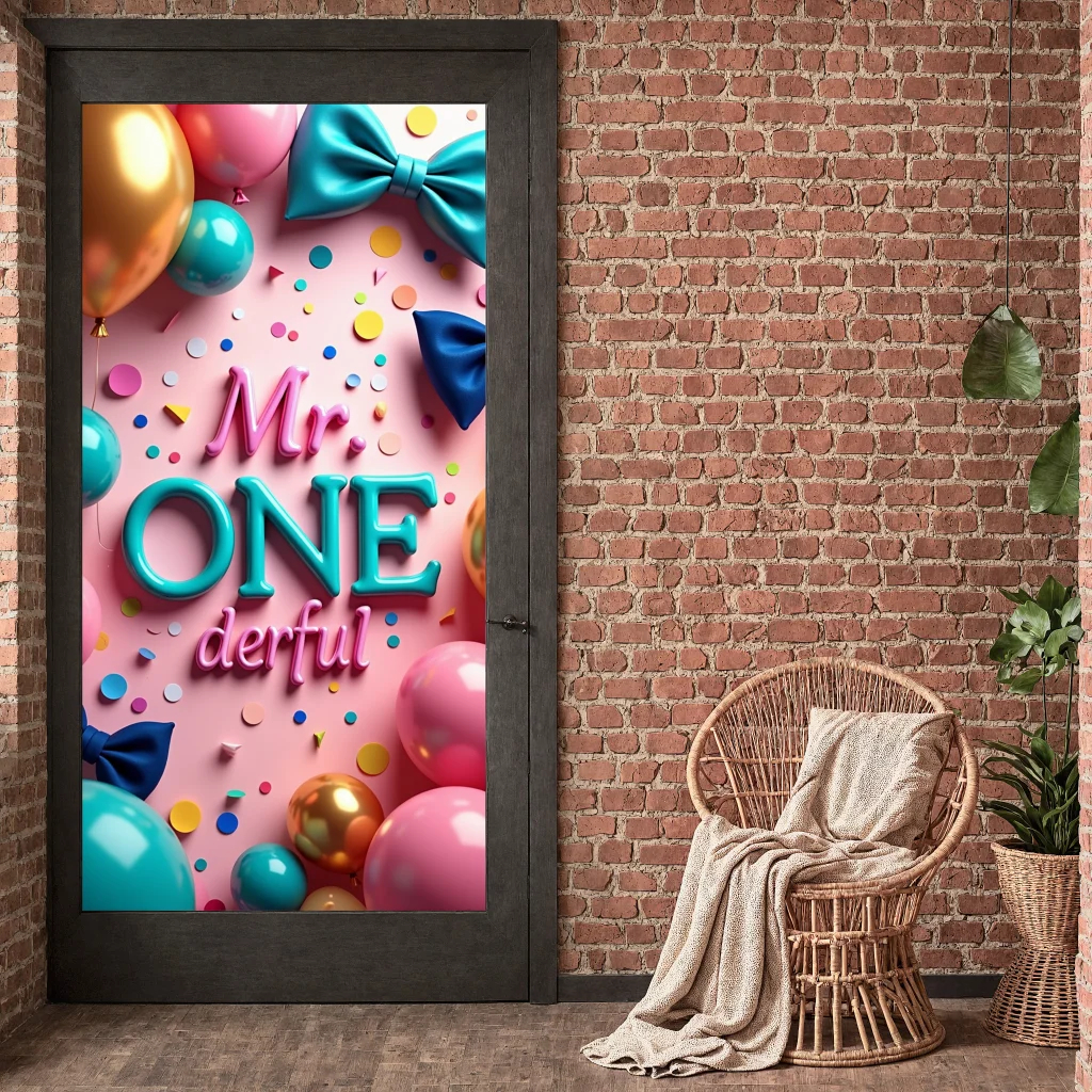 Mr ONEderful First Birthday Backdrop Banner Baby Shower Celebration Photography Background Party Decor Kids Event Colorful Scene