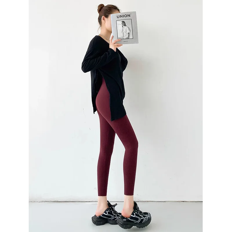 Ankela الأحمر arkskin اليوغا السراويل النسائية ضيقة تناسب الخريف الشتاء جديد Sle حجم صغير الخوخ بعقب قاعدة طبقة السراويل Sl