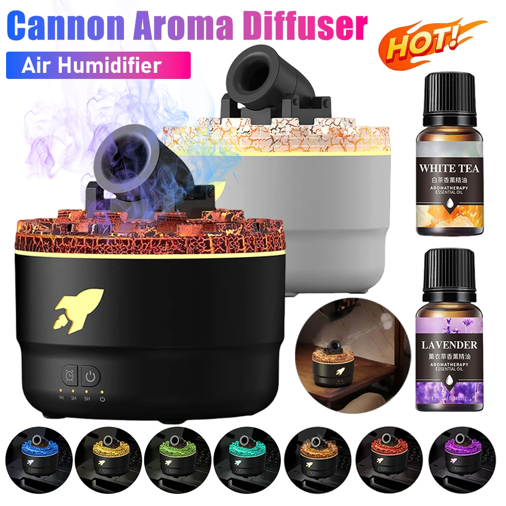 Volcanic Crack Light Cannons Humidifier Essential Oil Diffuser Cannon Blast Aroma Humidifier Aromatherapy Diffuser for Bedroom
