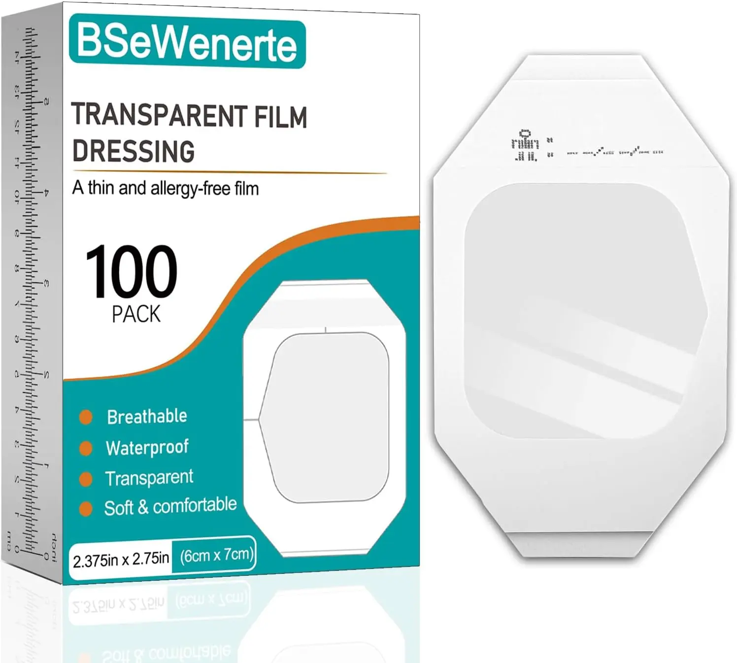 

100PCS Transparent Film Dressing 2.37" x 2.75" Waterproof Clear Bandages for Shower Tattoo Aftercare Bandage Adhesive Patches