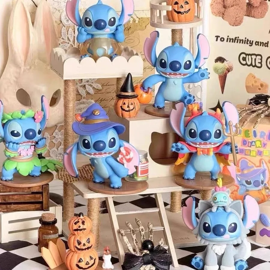 

Набор для сборки фигурки Stitch Blind Box: милая мультяшная кукла, настольное украшение, модный декор для комнаты, украшение на Хэллоуин, праздничные подарки