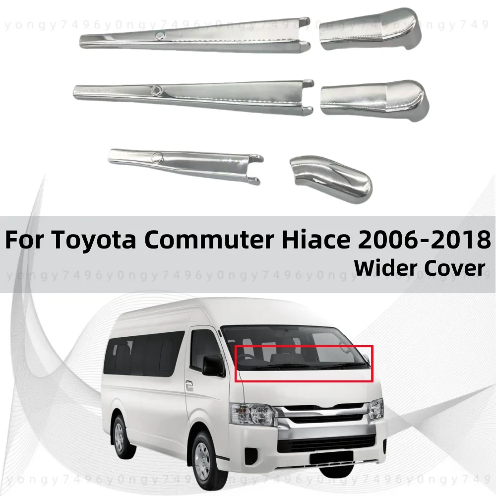 Chrome Front Rear Back Window Windshield Rain Wiper arm Cover Trim Paste Style For Toyota Commuter Hiace 2006 - 2018 Stickers
