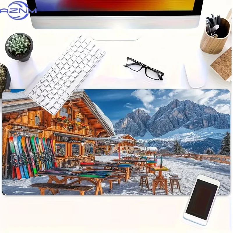 Ski Chalet Style Mouse Pad, Rubber Material, Multiple Specifications Available, Ideal for Programmers & Gamers, Perfect as Gradu