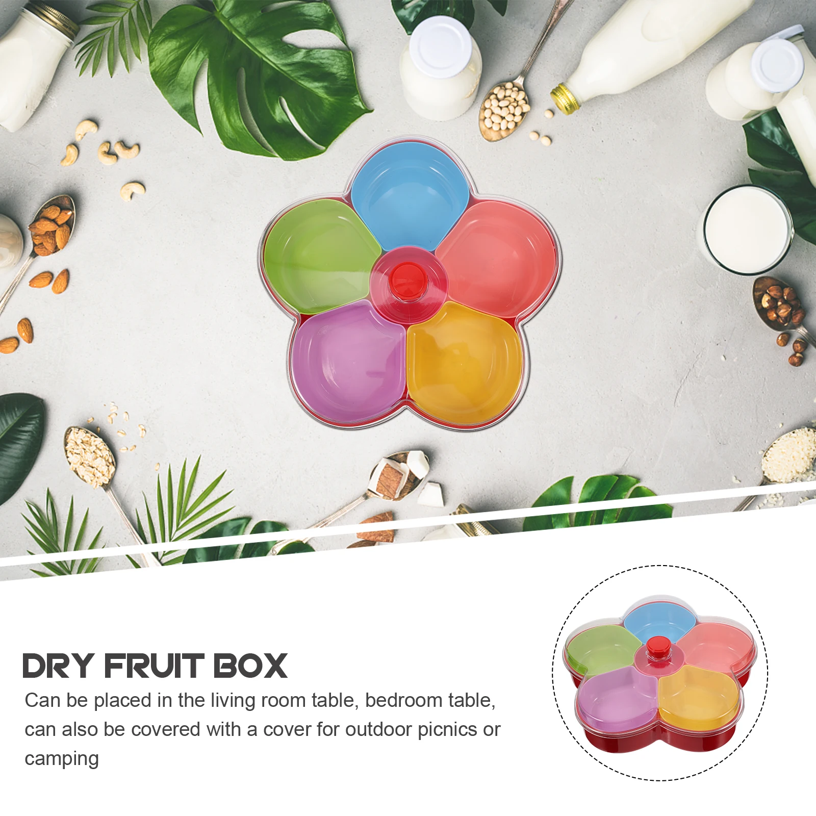 

Fruit Platter Compartment Plate Case Snack Holder Nuts Container Dried Fruit Box Large Capacity Kitchen Dining Picnic