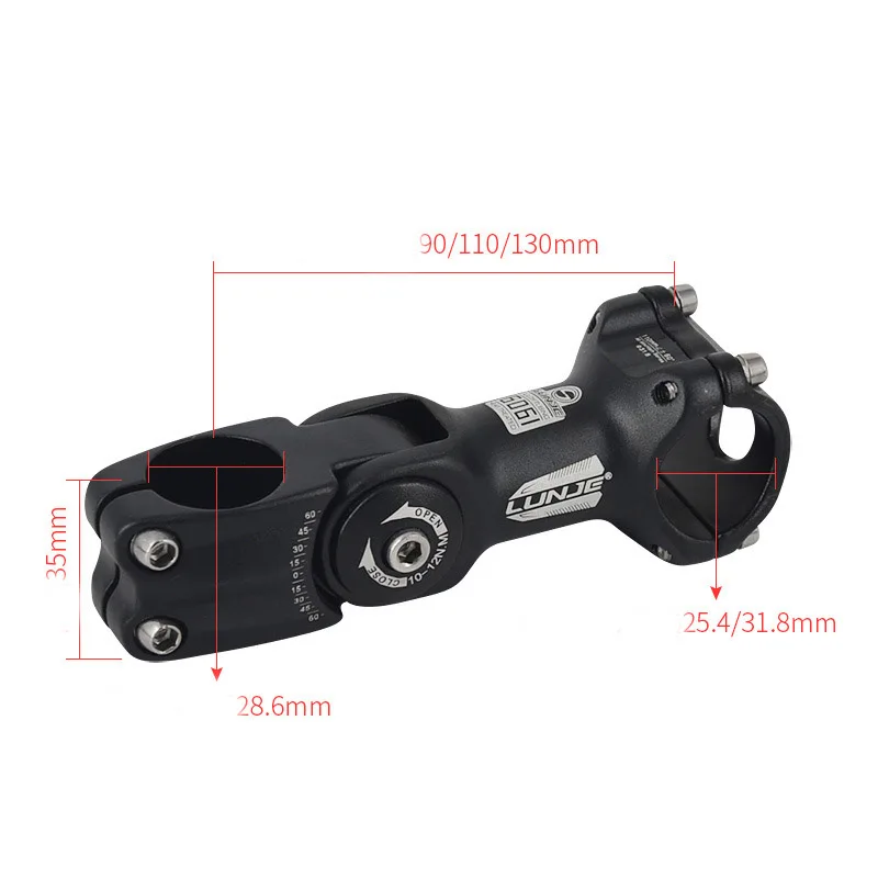 Adjustable Bicycle Handlebar Stem Variable 60 Degree Angle Riser MTB Road Bike Front Fork Stem Adapter 25.4 / 31.8MM