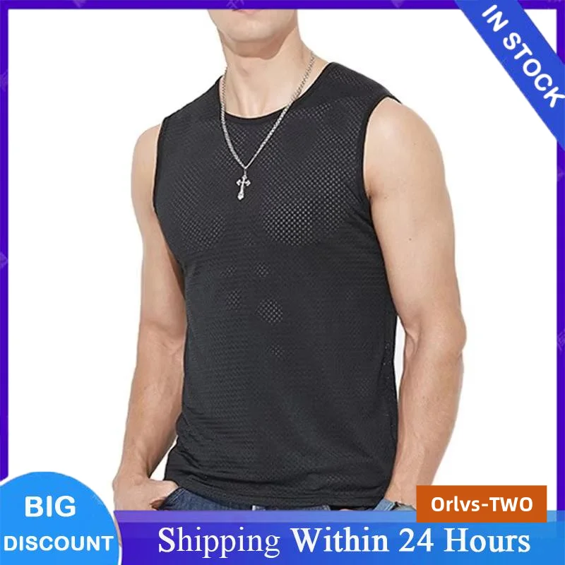 

1 PC Men Summer Quick-Drying Sleeveless T-shirt Ice Silk Male Mesh Clothing Casual Bodybuilding Vest Cool Shirt Muscle Singlets