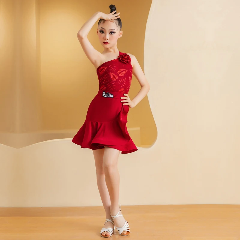 Vestido de baile latino personalizado, traje de práctica jacquard para niñas, falda de entrenamiento para niños, disfraz de actuación para niños