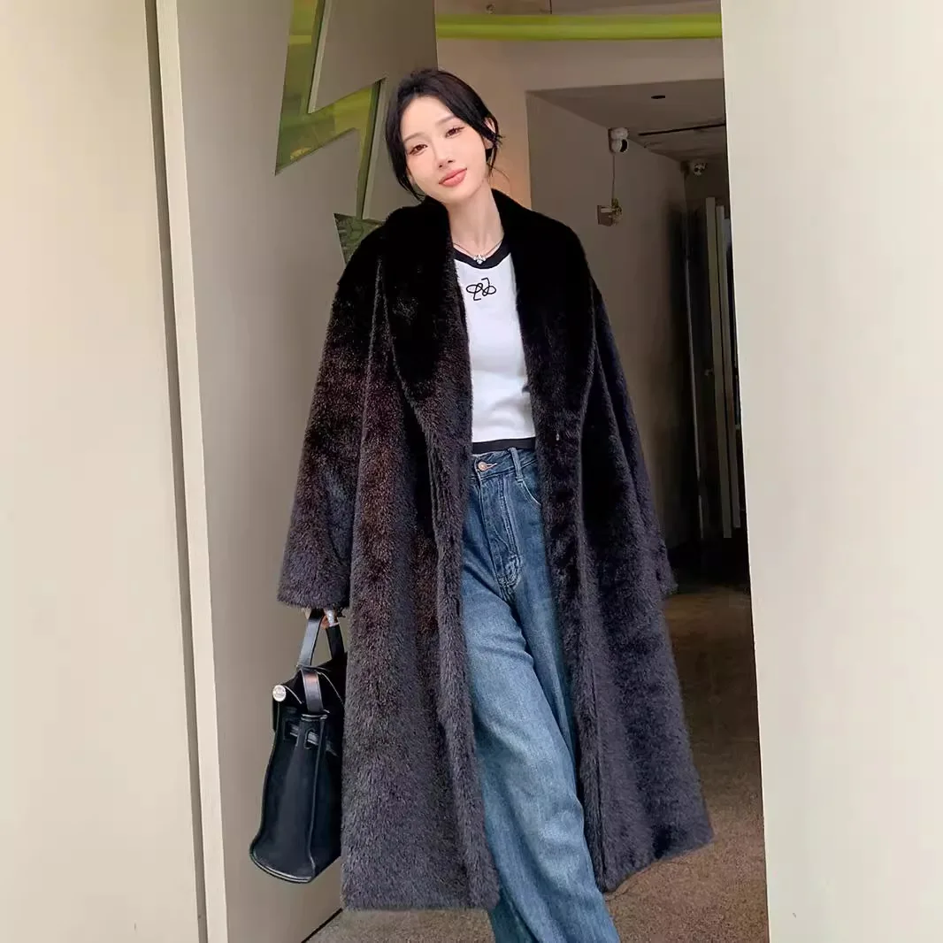 Y2k Streetwear Giacca da lavoro Capispalla Autunno Inverno 2025 Cappotti lunghi Donna Giacche in pelliccia sintetica Cappotto con colletto rovesciato Spessore caldo