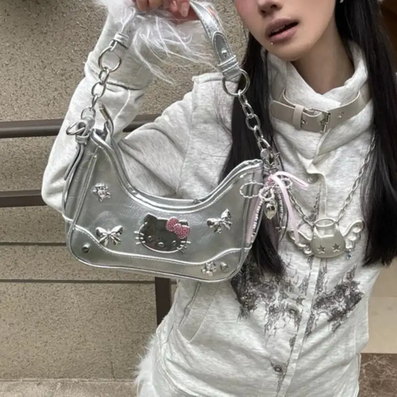 Sanrio Y2K Kette Umhängetasche Hello Kitty Lokomotive Tasche Große Kapazität Süße und coole Hot Girls Subkultur Umhängetasche