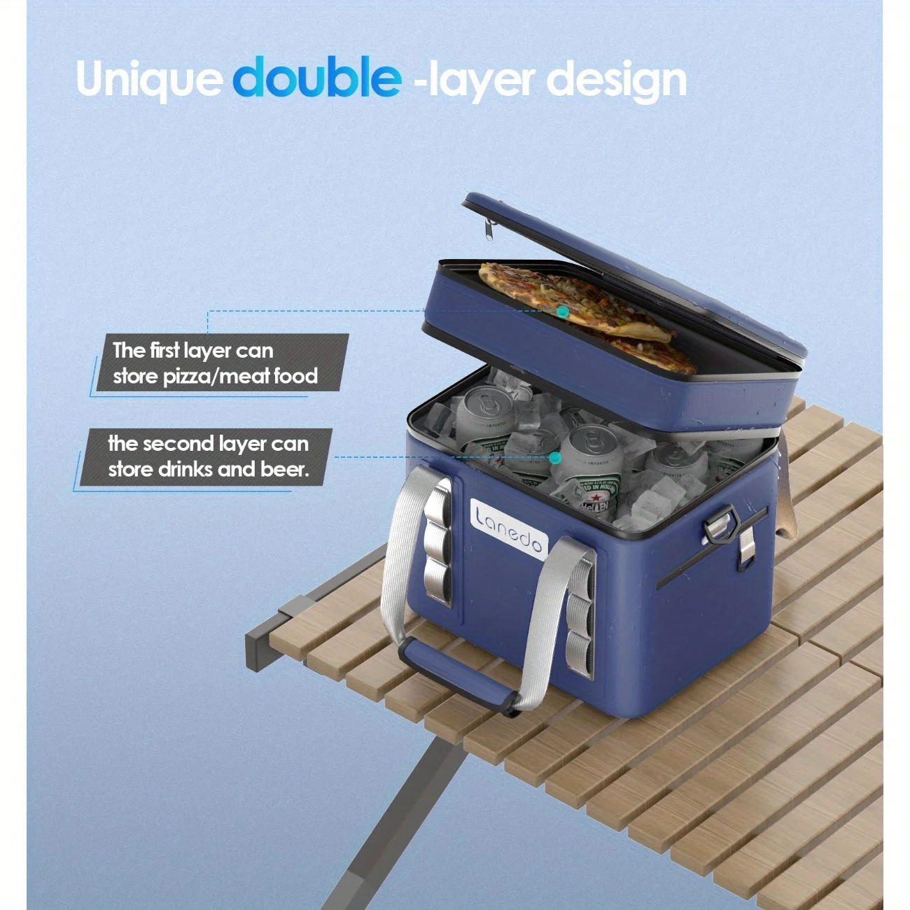 

20/36 cans of insulated soft and cold lunch bag, foldable large leak proof camping bag, suitable for travel, camping, kayaking