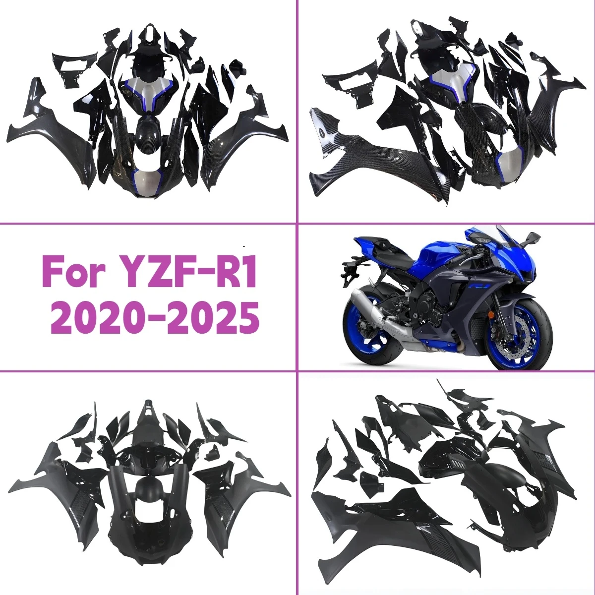 

Комплект пластиковых обтекателей для Yamaha YZF R1 2020-2025 годов, изготовленный методом литья под давлением, на заказ, из ABS-пластика, для YZF-R1 20-25 годов