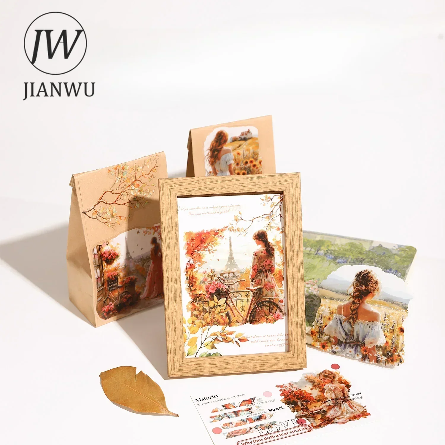 JIANWU Girl Under The Warm Sun Series Vintage Flower Character Material Collage PET Sticker Creative DIY Journal Stationery