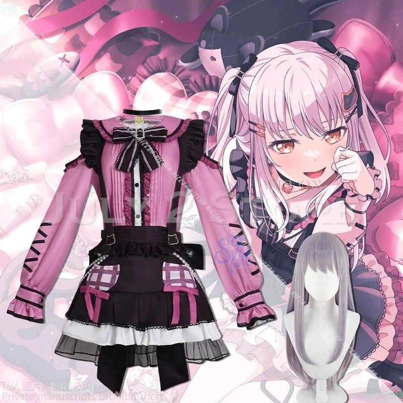 

Костюм на Хэллоуин, аниме-игра Bangdream Roselia, косплей, юкина Минато, костюм Jirai Kei для девочек, кавайная форма, розовый, черный бант, Sw