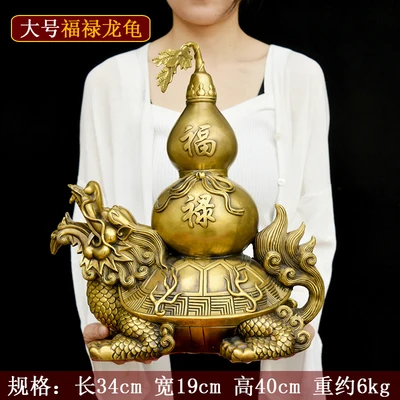 large GOOD LUCK FU LU SHOU Dragon Auspicious COPPER ornament  living room Company Decorative ART ZHAO CAI fortune Statue