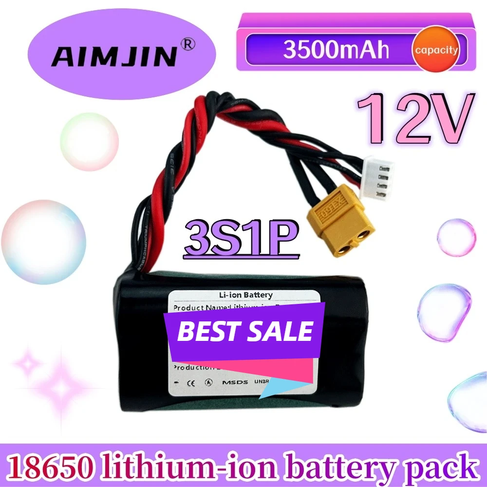 

2025 3S1P 12V 3500mAh 42Wh UAV Rechargeable Li-ion Battery, for Various RC Airplane Quadrotor Connector XH2.54+XT60