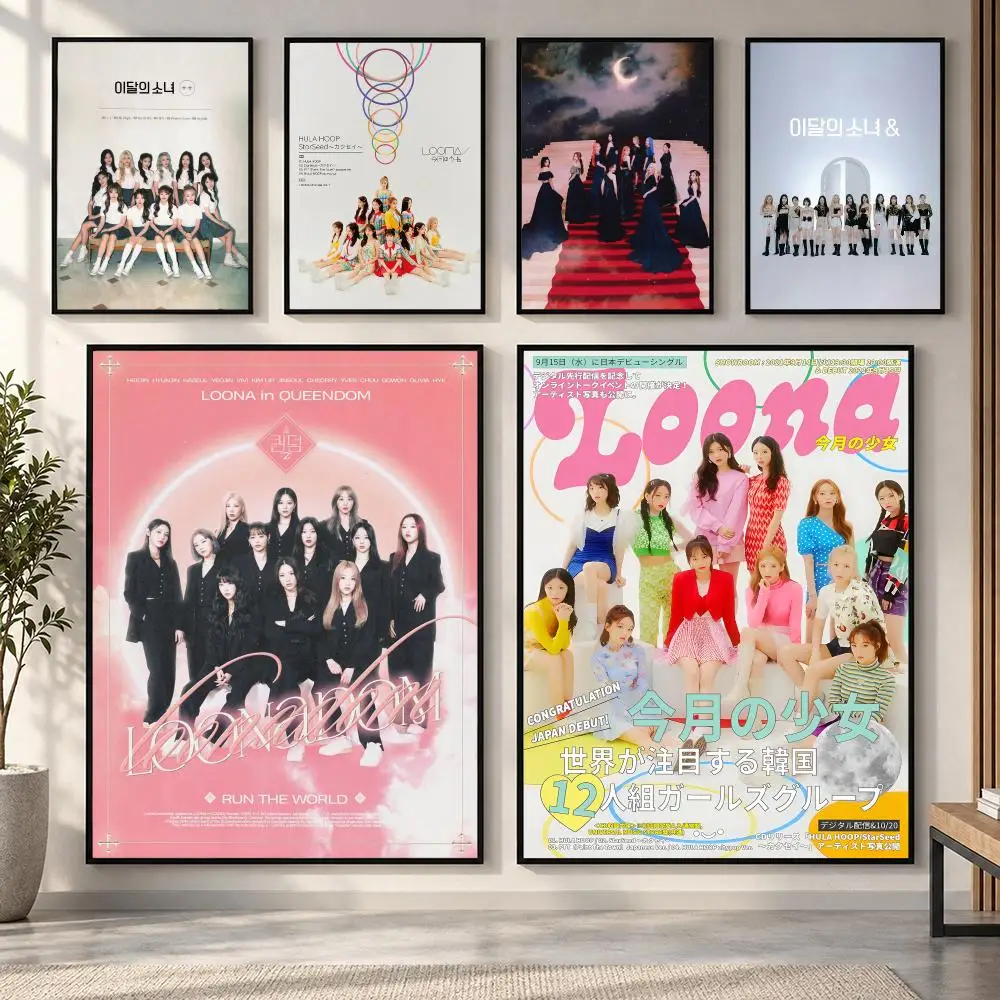Popular Korea Kpop Band L-Loona Kpop Poster HD art sticky wall waterproof home living room bedroom bar aesthetic decoration