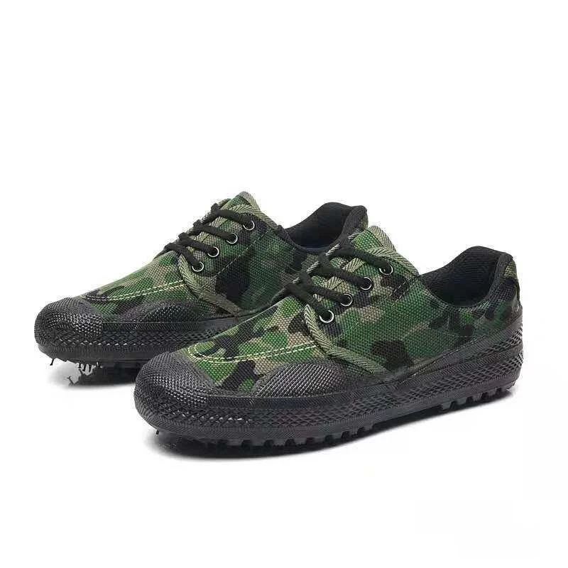 Low-Top Camouflage Casual Shoes Men's One-Step Wear Durable Non-Slip Breathable Canvas Work Site Labor Protection Leisure Sho...