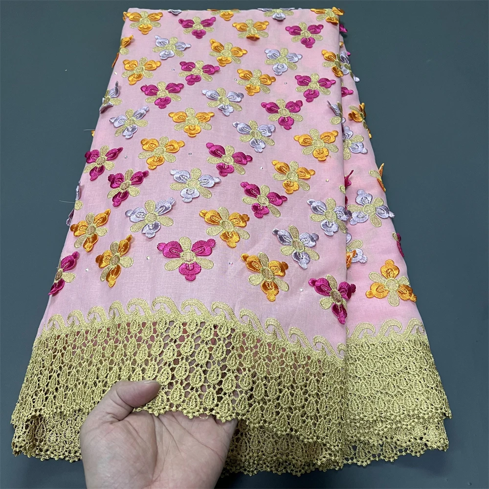 

African Lace Fabric Nigerian Tulle Embroidered Bridal Gown Material Soft Cotton Damask for Wedding Party Dresses 5Yards 2026