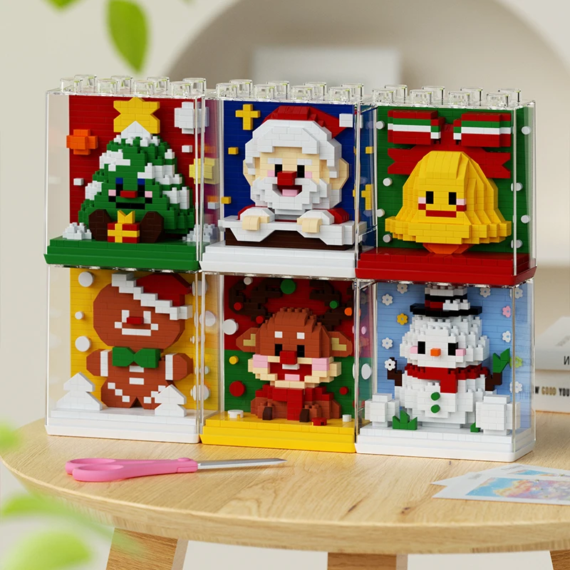 سانتا كلوز شجرة عيد الميلاد اللبنات الثلج لغز DIY تجميع ديكور المنزل الطوب لعب الأطفال للأطفال هدايا عيد الميلاد