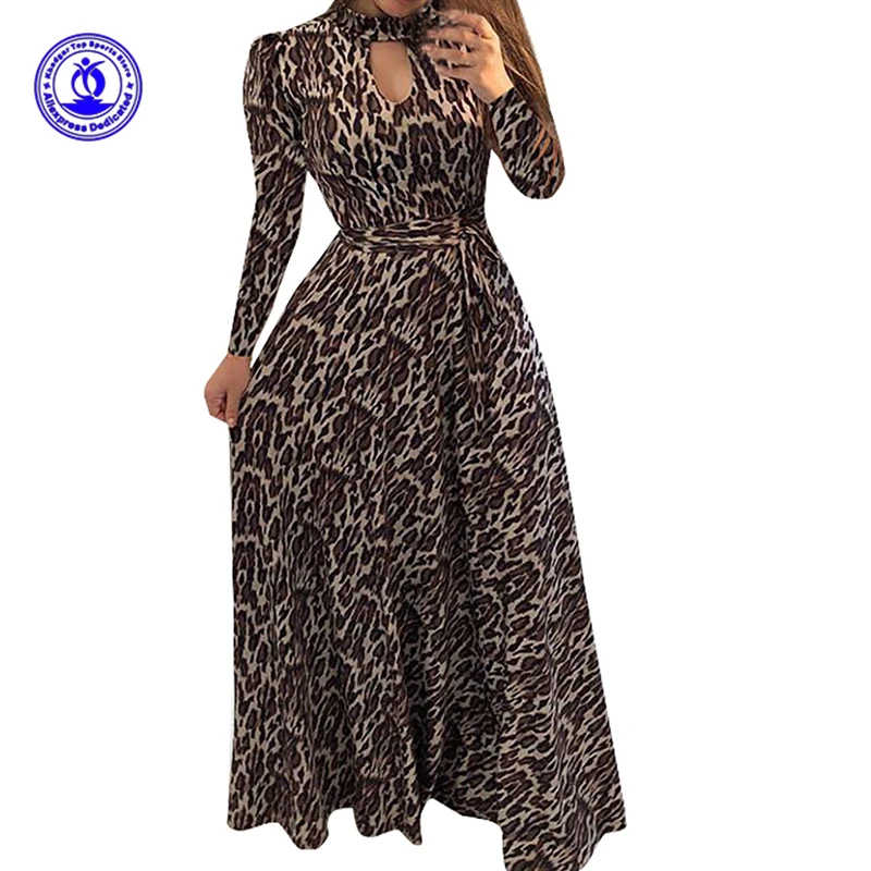 Breathable Elegant Long Sleeve Dress Women Summer Beach Casual Dresses Female Quick Dry Fashion Printed One Piece Gown Plus Size