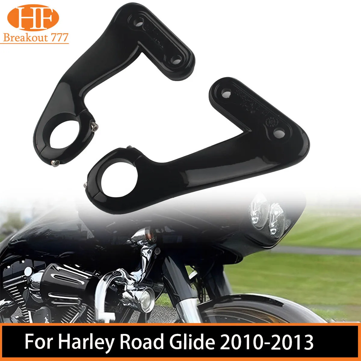 2 Pcs/Set Motorcycle Accessories Front Fairing Support Bracket Mount Black Chrome Parts For Harley Road Glide 2010-2013