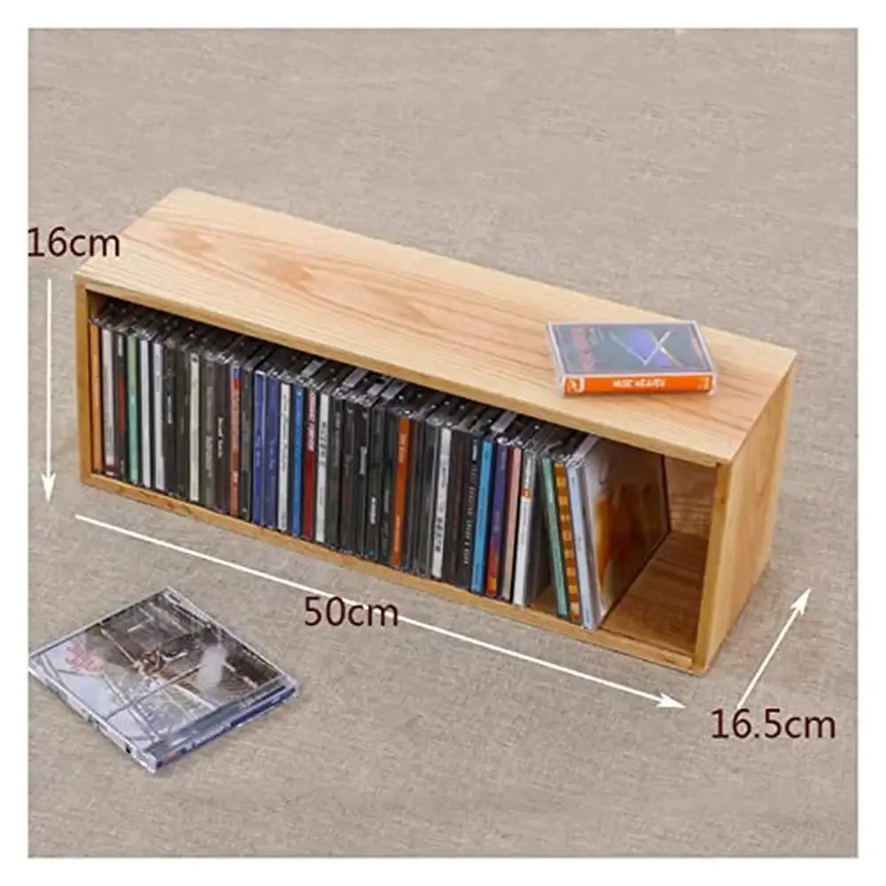 Estante de almacenamiento de CD apilable, caja de almacenamiento de CD de madera, soporte de exhibición, compacto y elegante, artículo de rango de edad para adultos, No