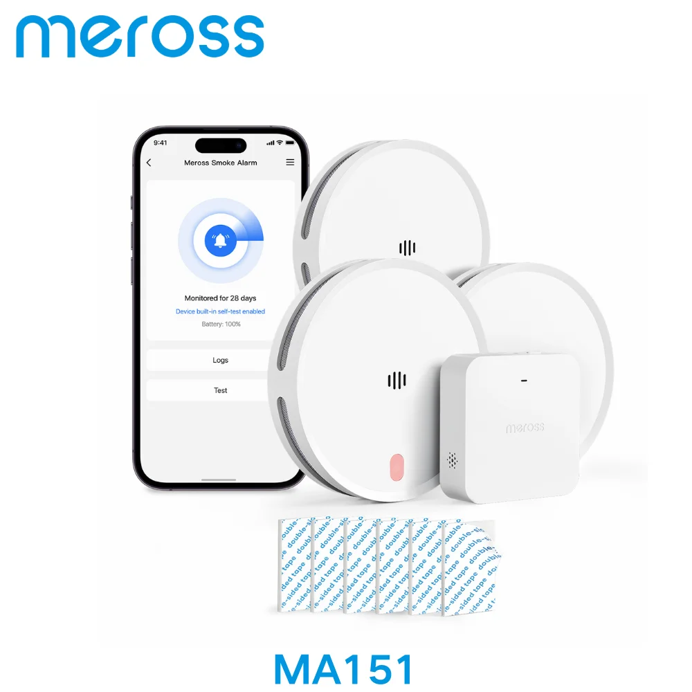 

Meross wifi Smart Smoke Detector MA151 With Built-in 10 Year Battery Alarm Sensor Work With Matter Alexa Smartthings