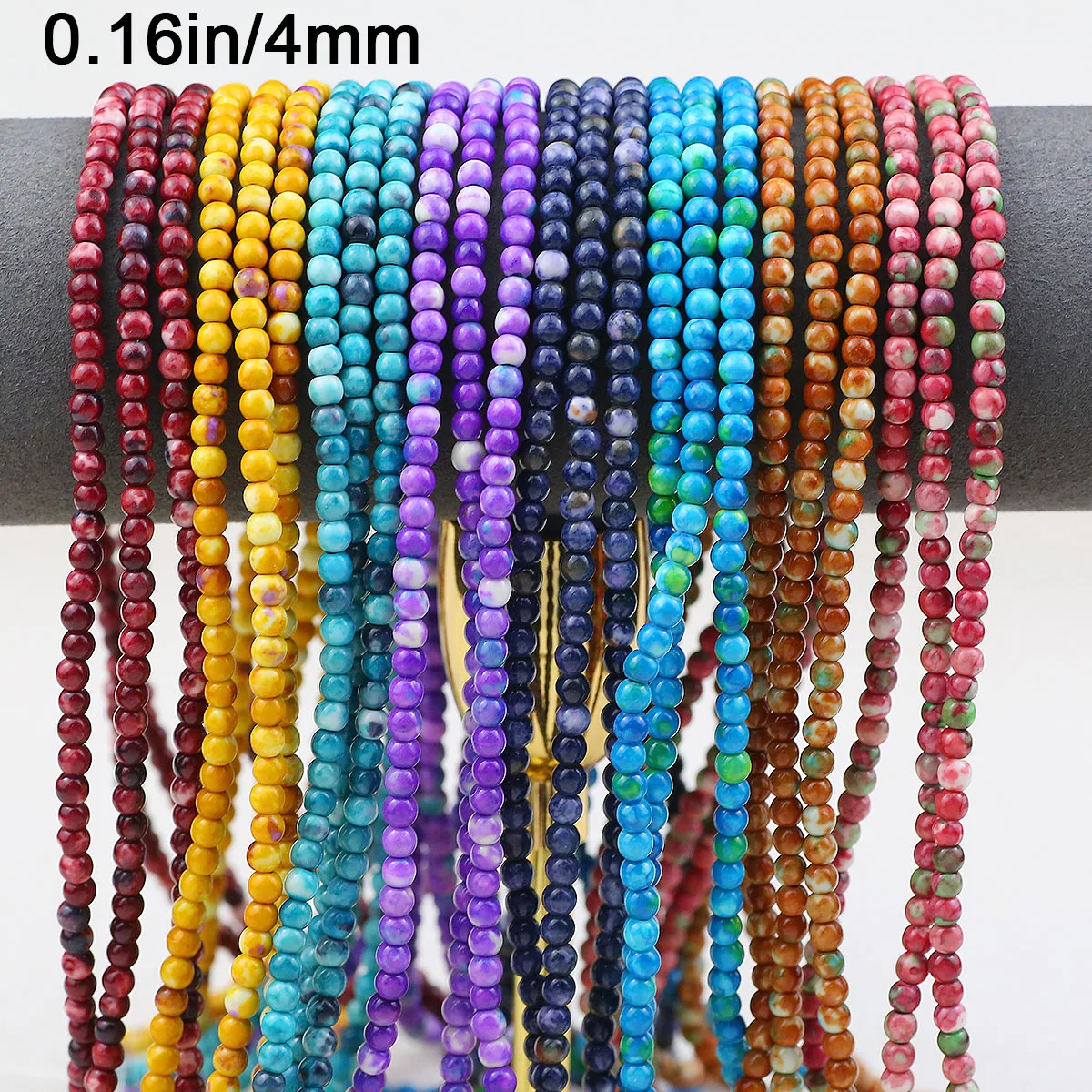 4mm 90pcs/Pack Multicolor Natural Rain Flower Jasper Stone Beads Round Loose Spacer Beads For Necklaces Bracelets Jewelry Making