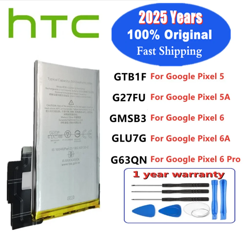 New Original Battery For HTC Google Pixel 5 6 5A 6A Pro Pixel5 Pixel6 6Pro Pixel5A GTB1F G27FU GMSB3 G63QN GLU7G Phone Bateria