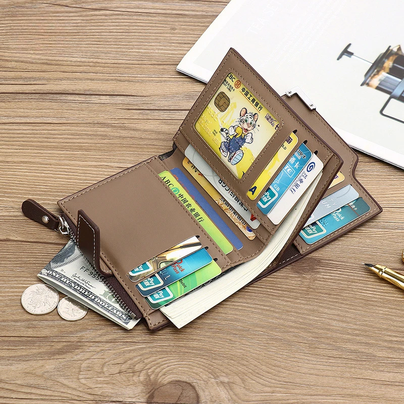 Dompet Pria Terukir Nama Dompet Pria Mewah Pendek Nama Kustom Tempat Kartu Saku Koin Ritsleting Hadiah Pribadi untuk Ulang Tahunnya