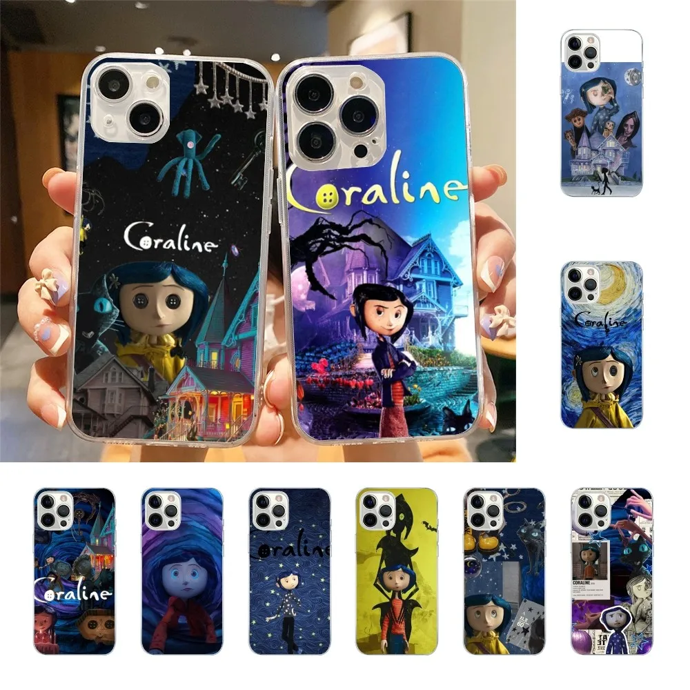 C-coraline & t-the S-Secret Phone Case For Iphone 15 11 13 14 Pro Max 7 8 Plus X Xr Xs Max Se2020 12mini Transparent Cover