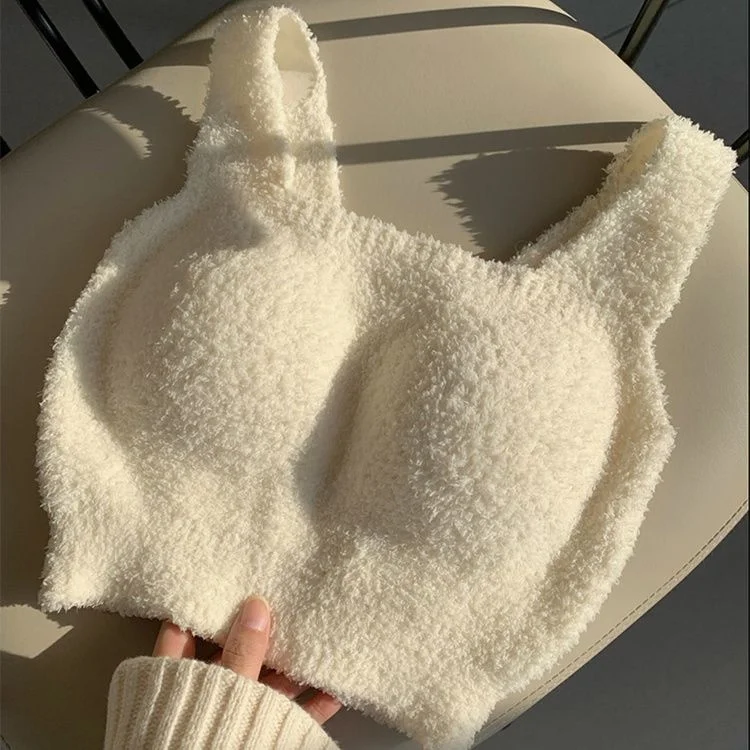 

Autumn and Winter Plush and Thickened Korean Thermal Vest Style Bra for Women Without Steel Ring Comfortable Underwear