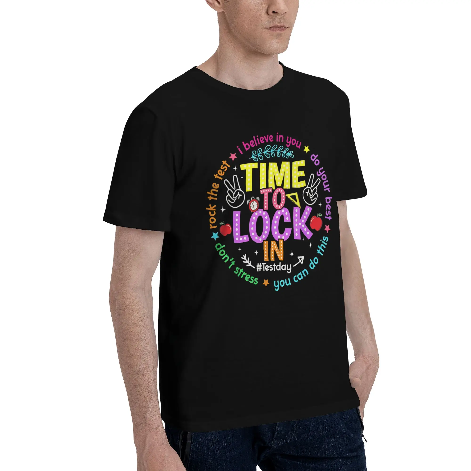 Time To Lock In 8 Funny 100% Cotton T-Shirt  Tees Tops For Men