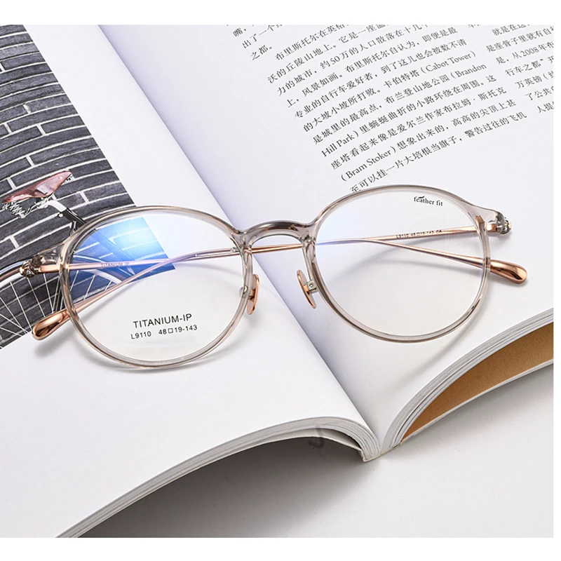 LIGHTWEIGHT ULTEM Women's Eyewear Temple Titanium Round Optical Myopia Oculos Anti-Reflection Prescription Cute Clear Frame