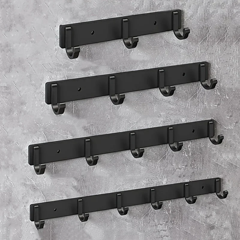 Modern Black Aluminium Wall Mounted Hooks - Perfect for Towels, Coats and Clothes in Your Bathroom Wall Mounted